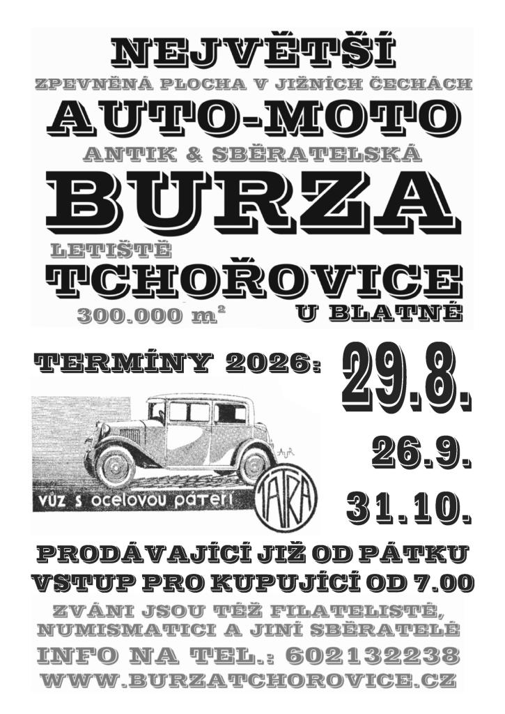 Burza Tchořovice již 29.8.2026 1