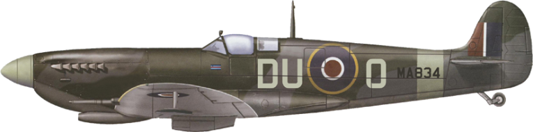 Spitfire Mk.IXC MA834 DU-O na&nbsp;kterém létal jako velitel 312&nbsp;Squadrony Václav Šlouf na&nbsp;podzim a&nbsp;zimě 1944-45
