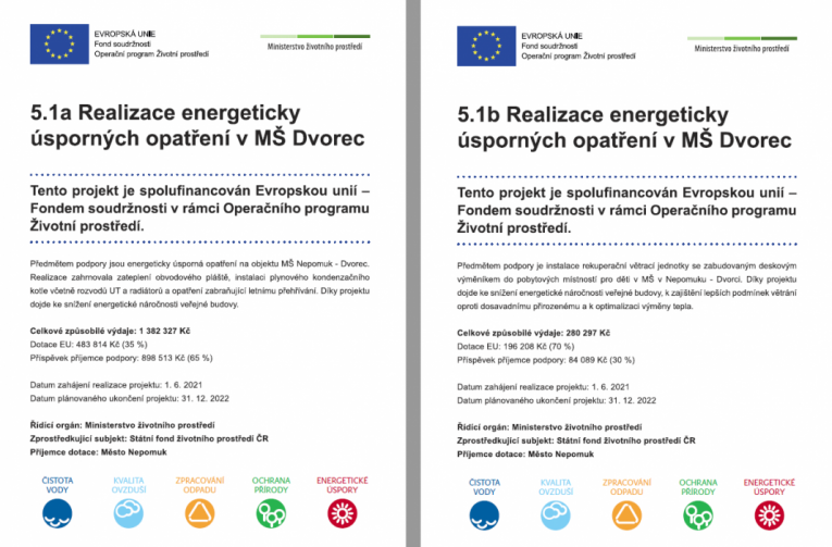 Realizace energeticky úsporných opatření v&nbsp;MŠ Dvorec