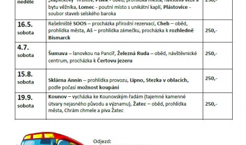Autobusové zájezdy z Poříčí