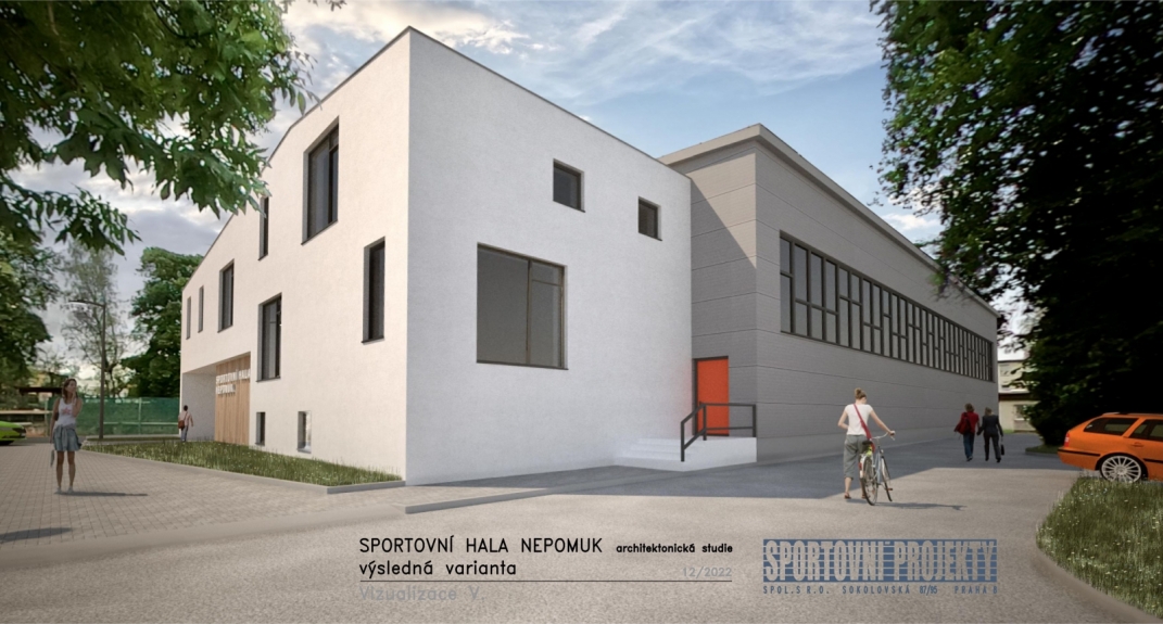 Vizualizace Sportovní hala Nepomuk - výsledná varianta, Sportovní projekty spol. s.r.o.