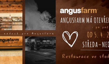 Angusfarm má otevřeno ... i po požáru - od 5.4.2023 - Restaurace ve stodole - středa až neděle