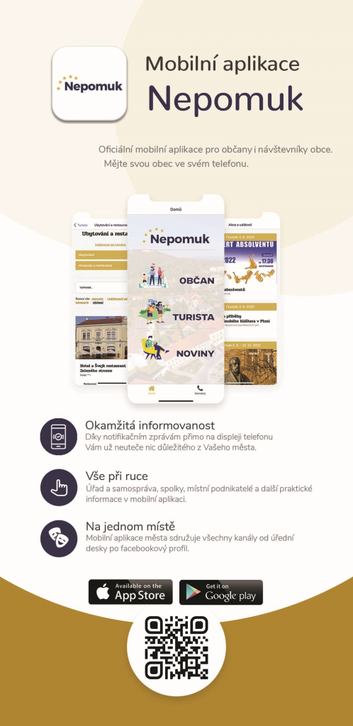 Mobilní aplikace Nepomuk - QR kód ke stažení