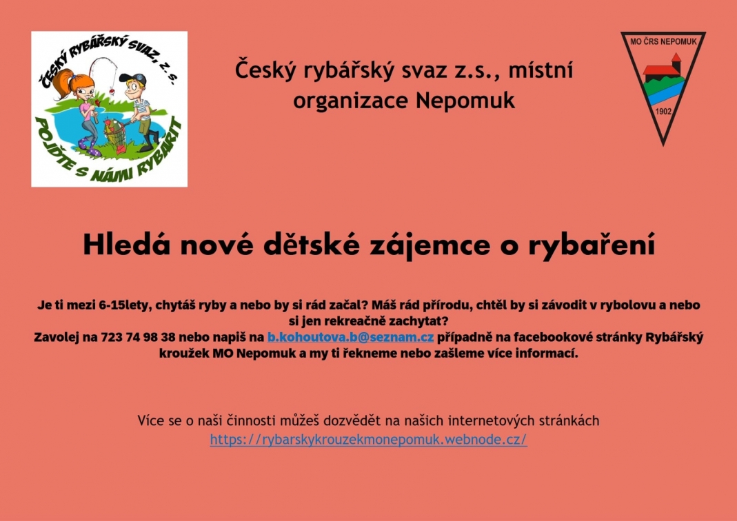 Hledáme nové dětské zájemce o rybaření