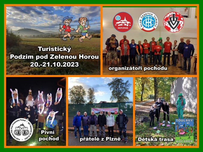 Turistický podzim pod Zelenou Horou 20.-21.10.2023, organizátoři pochodu, Pivní pochod, přátelé z Plzně, dětská trasa Toulavý kočárek 