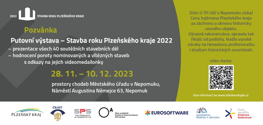 Plakát - Putovní výstava Stavba roku Plzeňského kraje 28.11.-10.12.2023