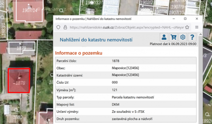 Katastrální mapa na Mapy.cz