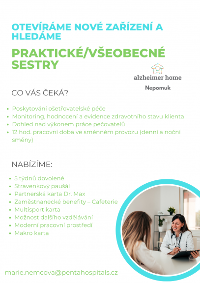 ALZHEIMER HOME Nepomuk - pracovní příležitosti