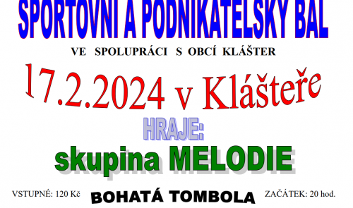 SPORTOVNÍ BÁL Klášter 17.2.2024