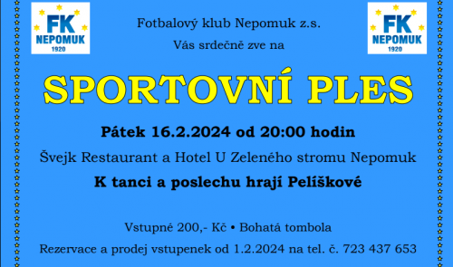 Sportovní ples Nepomuk 16.2.2024