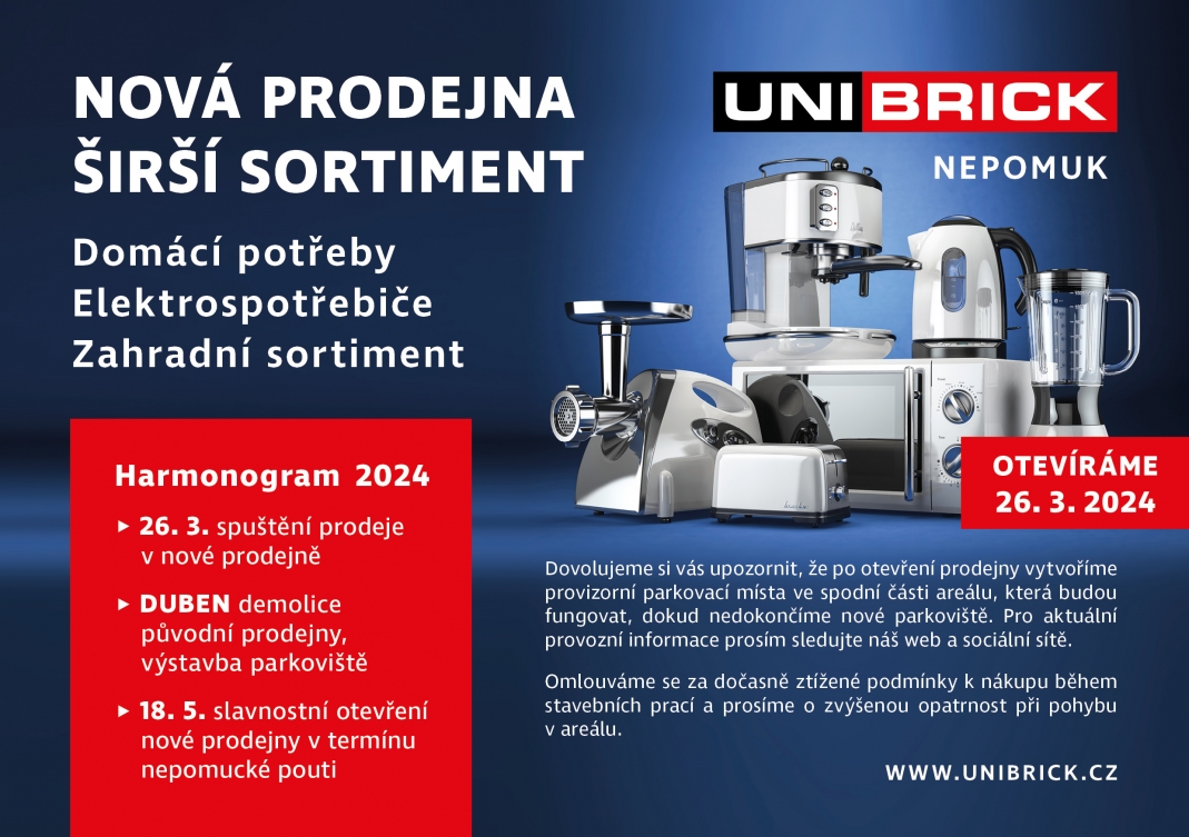 Nová prodejna Unibrick v Nepomuku