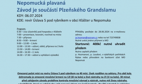 Pozvánka na rybářské závody 5.-6.7.2024