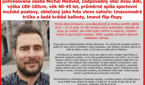 Policie nadále pátrá po pohřešované osobě