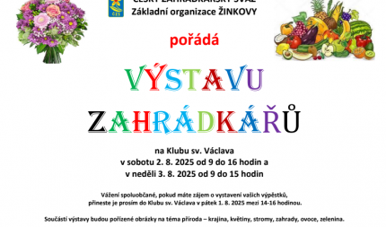 Výstava záhrádkářů Žinkovy 2.-3.8.2025