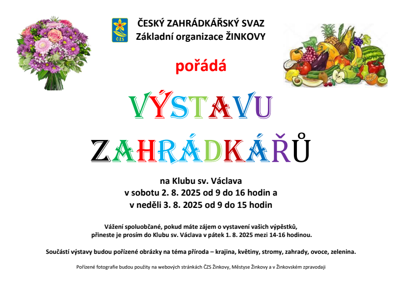 Výstava záhrádkářů Žinkovy 2.-.3.8.2025