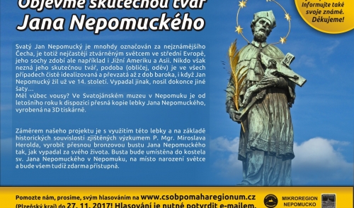 Objevme skutečnou tvář Jana Nepomuckého - prosíme hlasujte