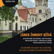Zámek Žinkovy otevírá a hledá nové zaměstnance