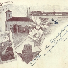 Klášter na pohlednici z roku 1899. Sbírka L. Máchy