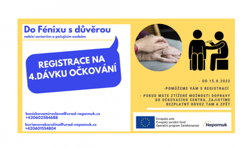 Plakát k registraci na čvtrtou dávku očkování proti Covid-19