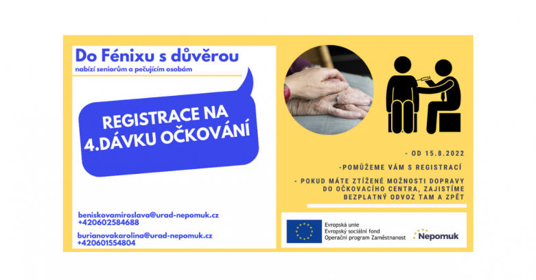 Plakát k registraci na čvtrtou dávku očkování proti Covid-19