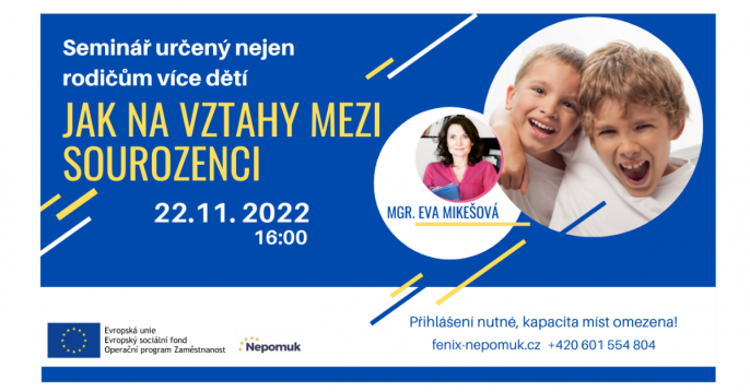 Plakát k přednášce Jak na vztahy mezi sourozenci