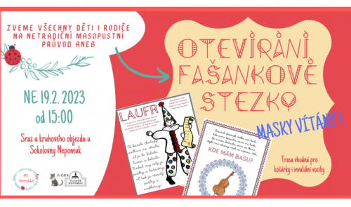 Plakát k akci pro veřejnost - Otevírání Fašankové stezky